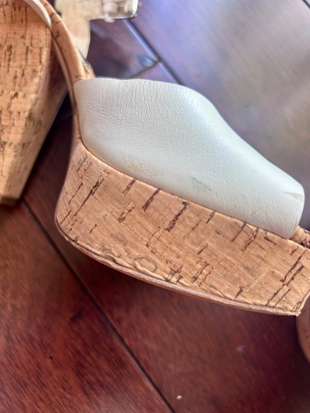 MICHAEL Michael Kors Cream Cork Heeled Sandals - Picture 9 of 13